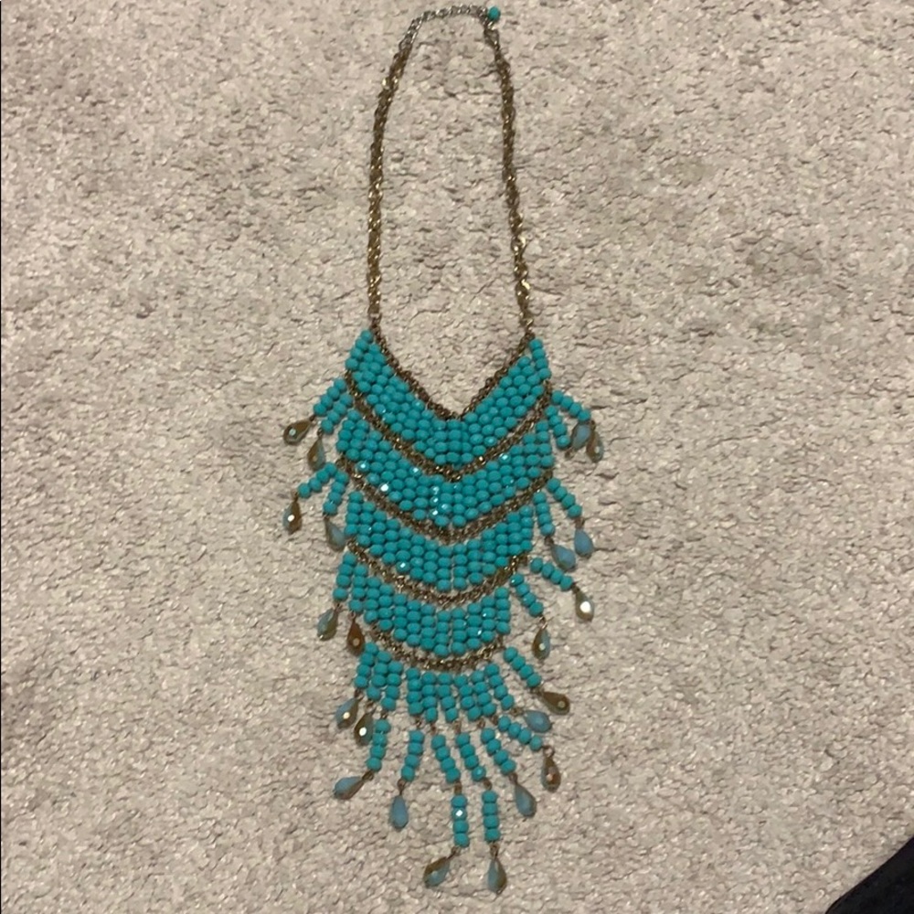 Brass bib turquoise necklace